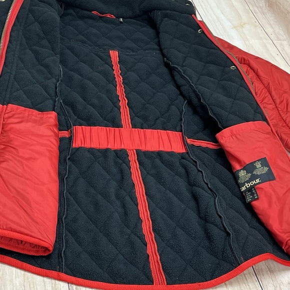 Barbour Cavalry Polarquilt Fleece Lined Coat Jacket Red US Size 6 - Picture 4 of 6